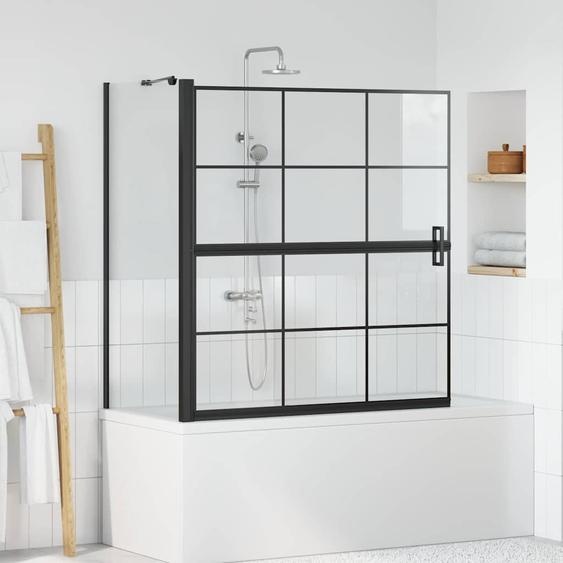 Écran de douche de bain Noir et Transparent 116 x 68 x 128 cm