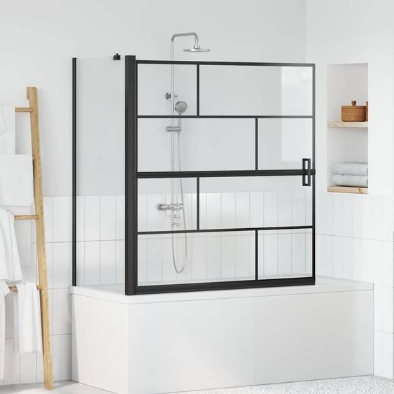 Écran de douche de bain Noir et Transparent 116 x 68 x 128 cm