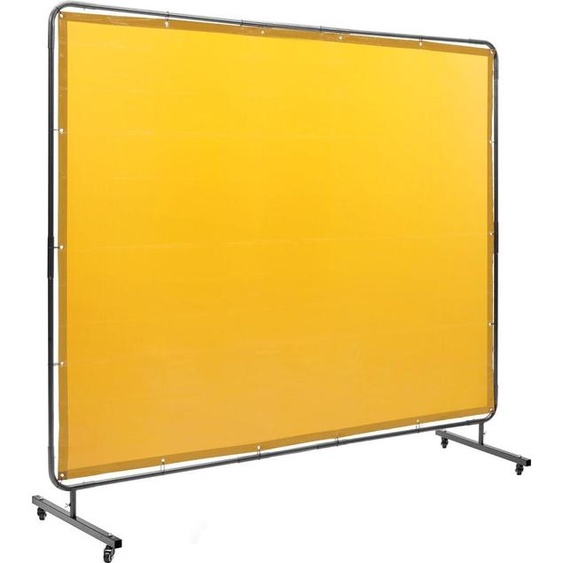 Écran de soudage avec cadre, écran de soudage 6 x 8, écran de protection de soudage en vinyle ignifuge sur 4 roulettes pivotantes (2 verrouillables), mobile et professionnel pour atelier/industrie, jaune