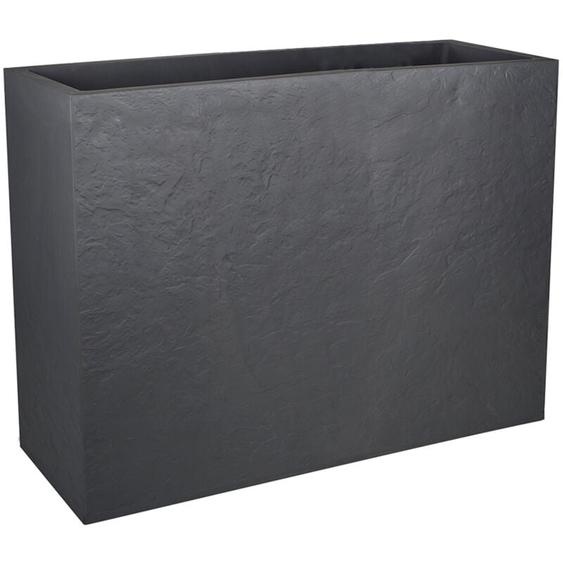 Jardinière rectangulaire Volcania effet pierre - 78,5 x 29,5 x 60 cm - 46 l - Gris anthracite EDA