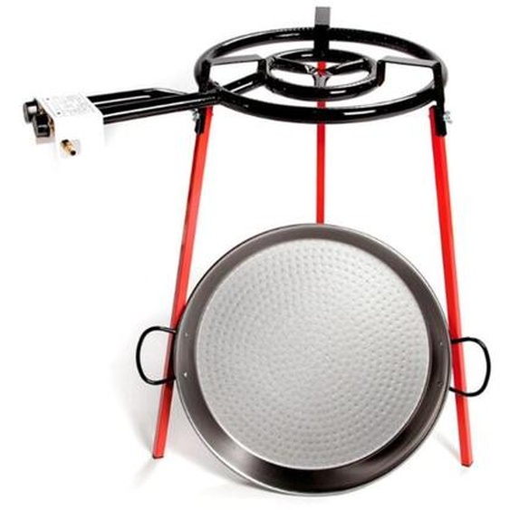 EDM - Ensemble de poêles à paella polies 46cm avec trépied et brûleur à gaz 400mm vaello.