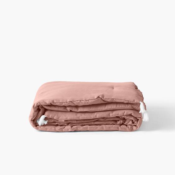 Edredon lin et coton lavé Songe rose cendré