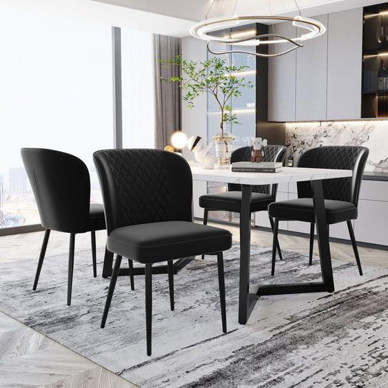 EIFSON Ensemble Table de Salle à Manger à 4 chaises - Table et chaises de luxe en velours avec dossier - Noir