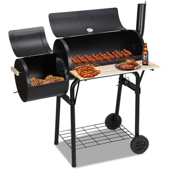Barbecue à Charbon - Gril à charbon de bois - Grille de cuisson avec thermomètre -117x105x63cm Noir - Einfeben