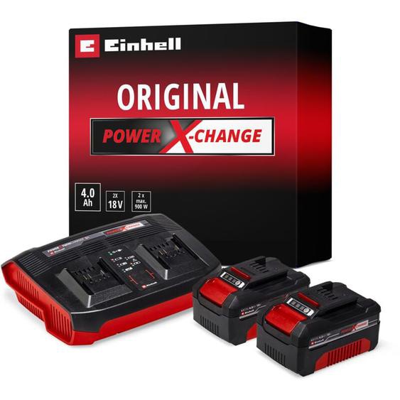 Einhell Starter Kit 2 x 4,0 Ah + Double Chargeur Power X-Change (Lithium-Ion, 18V, 1 chargeur + 2 batteries 4,0 Ah, pour tous les appareils Einhell