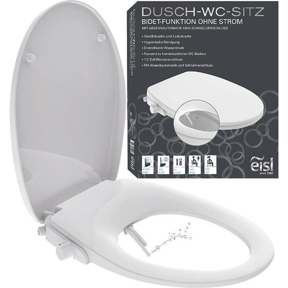 EISL Siège de WC douche Rehausse, Siège de toilettes avec insert bidet, Po douche & abaissement automatique, blanc