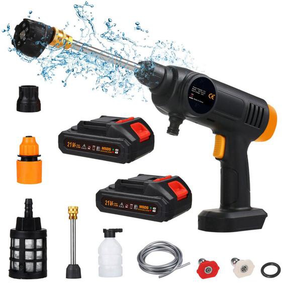 Ej.life - 21V Nettoyeur Haute Pression Portable: 870PSI Laveur Haute Pression sans Fil 60 Bar avec Batterie et Chargeur, Adapté au Nettoyage des
