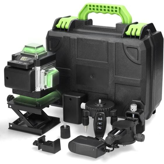Ej.life - Niveau Laser 16 Lignes, Niveau Laser 4 x 360° Autonivelant, Niveau Laser avec 2 Batterie Rechargeable 2400mAh, avec Support Mural, pour