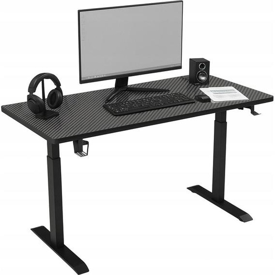 Bureau - Table 120 x 60 x 72 cm - Bureau noir - Bureau assis-debout électrique - Bureau à LED avec réglage en hauteur