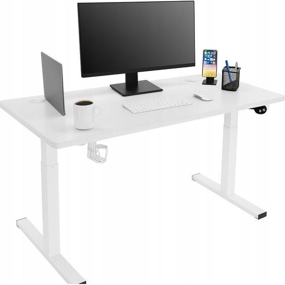 Bureau - Table de bureau 140 x 60 x 72 cm - Table haute blanche - réglable en hauteur - Table de bureau
