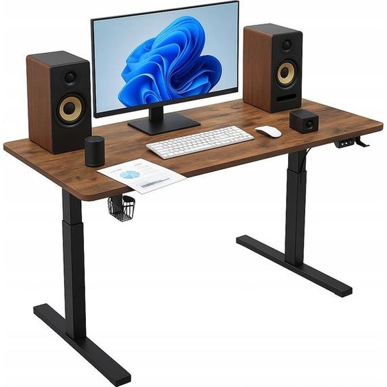Bureau - Table 140 x 60 x 72 cm - Bureau noir - Table haute - Table de travail - avec réglage en hauteur