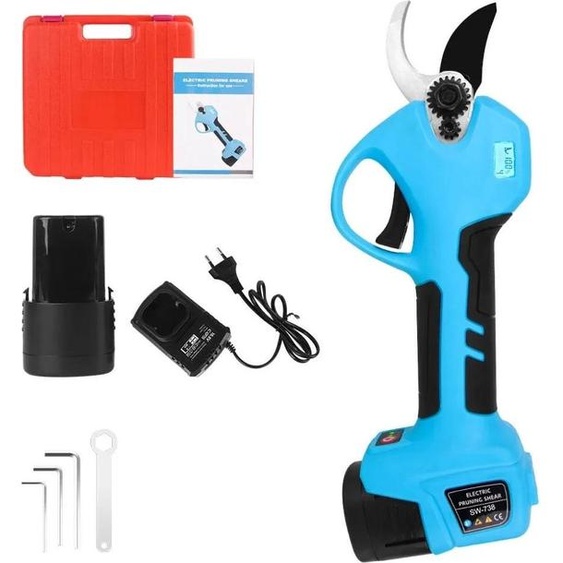 Elagueur électrique, design sans fil, moteur haute performance, bleu, deux batteries