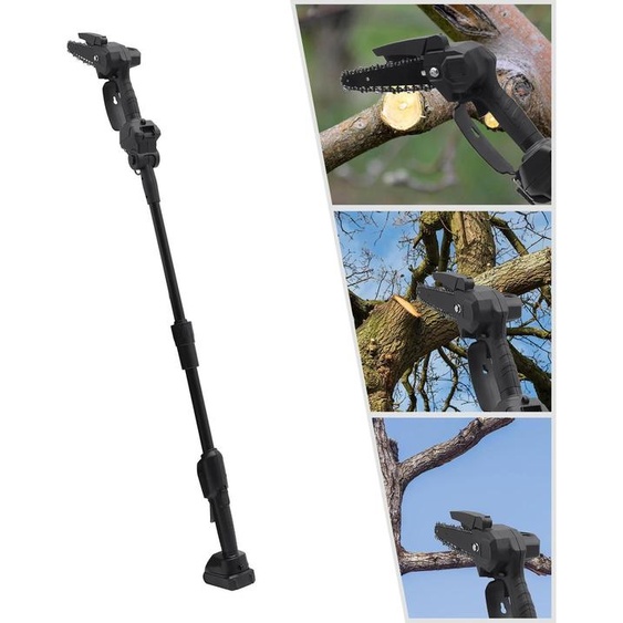 Élagueuse 2 en 1 - Tronçonneuse télescopique sans fil - Chaîne de 23 cm - Moteur de 550 W - Tête inclinable - Portée jusquà 4 m - Sans batterie - Noir