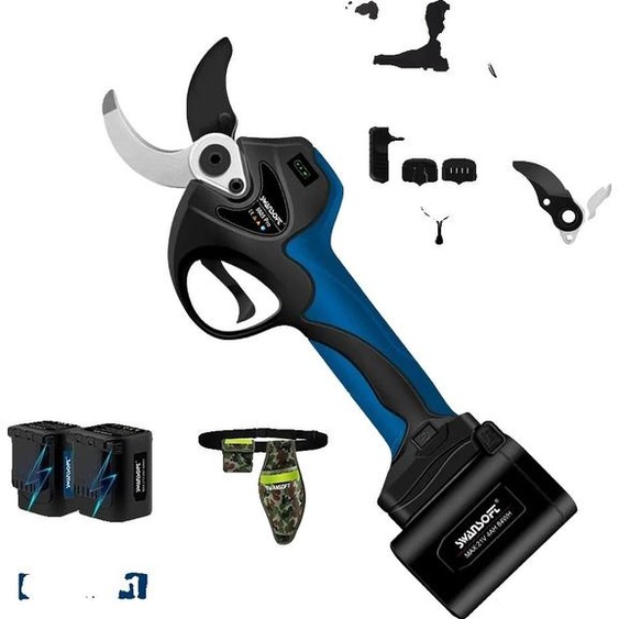 Elagueuse électrique, double batterie, moteur sans balai, bleu, deux batteries