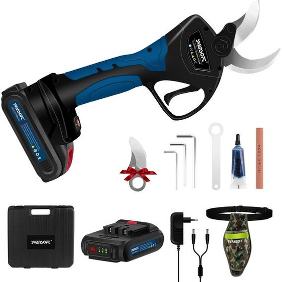 Elagueuse électrique, Moteur puissant, Design léger, Bleu, deux batteries