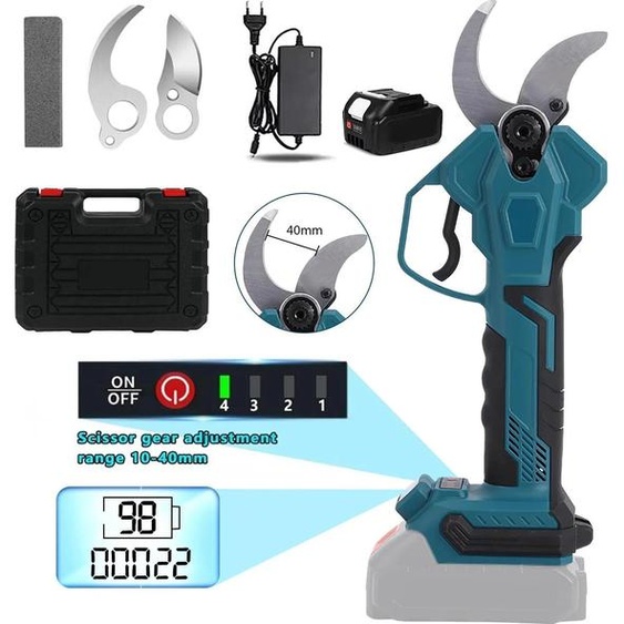 Elagueuse électrique, moteur sans balai, 4 vitesses, 1 batterie