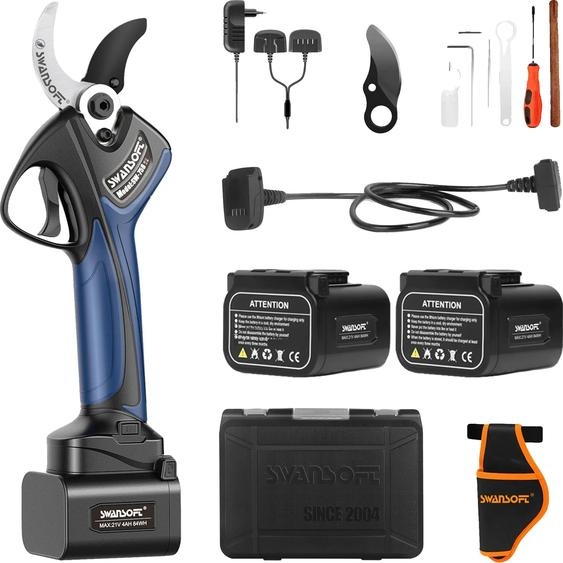 Elagueuse électrique, moteur sans balai, longue durée de vie de la batterie, bleu, deux batteries