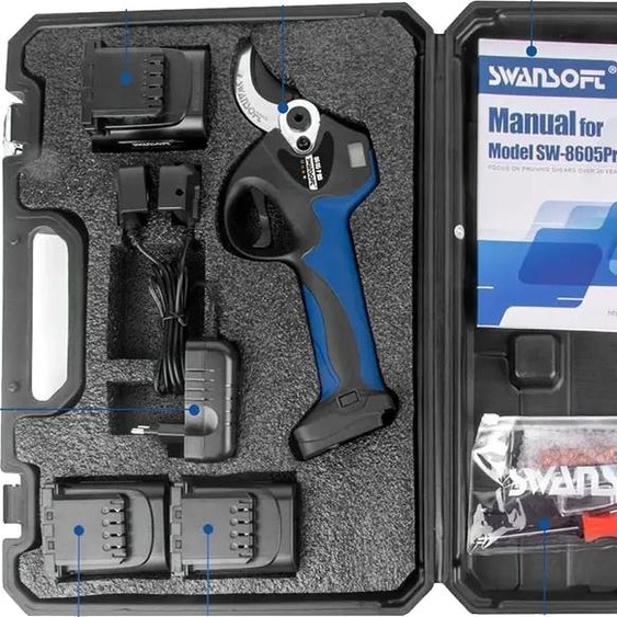 Elagueuse électrique, moteur sans balais, capacité de coupe de 40 mm, kit doutils et chargeur inclus, LED 25ah25ah25ah