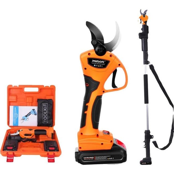 Élagueuse, moteur sans balai, lame en acier allié haute résistance, élagueuse avec perche, deux batteries