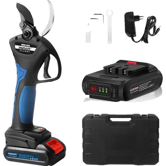 Élagueuse, moteur sans balai, lame en acier allié haute résistance, set de coupe noir, deux batteries