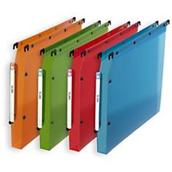 Elba Dossier suspendus pour armoire Design A4 Polypropylène - 350 feuilles - Fond U 30 mm - Assortis - Lot de 10
