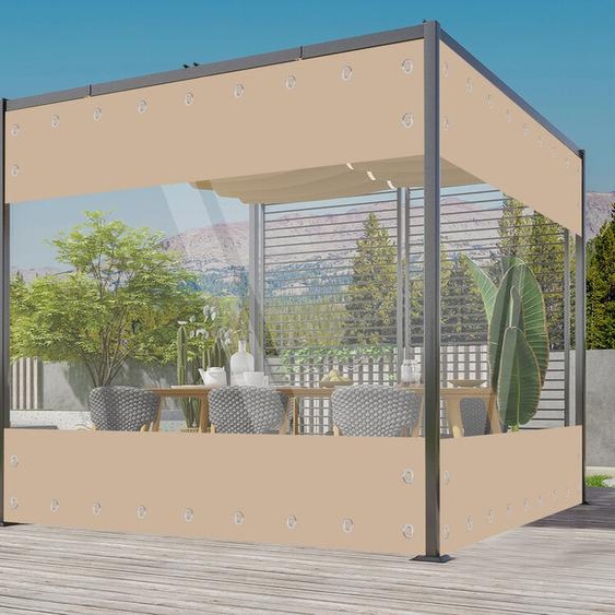 Ele eleoption 2.4*4.5M Bâche avec oeillets Imperméable Transparent - Outdoor 0.45mm PVC Rideau Transparent Imperméable au Vent Bâche de Pavillon Transparente Bâche de Protection pour Pergola Véranda Gazebo (Hauteur x Largeur, Kaki)