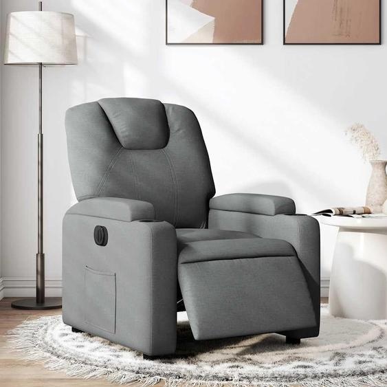 Électrique, gris foncé, revêtement en tissu, fauteuil téléviseur inclinable, fauteuil relax, idéal pour le salon ou la chambre, système dinclinaison électrique, modèle mA4