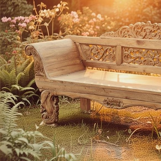 Élégant banc en bois au design classique pour le jardin ou la terrasse