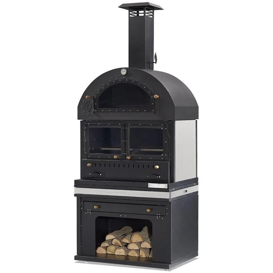 Elégant barbecue en acier inoxydable noir pour le jardin et la terrasse