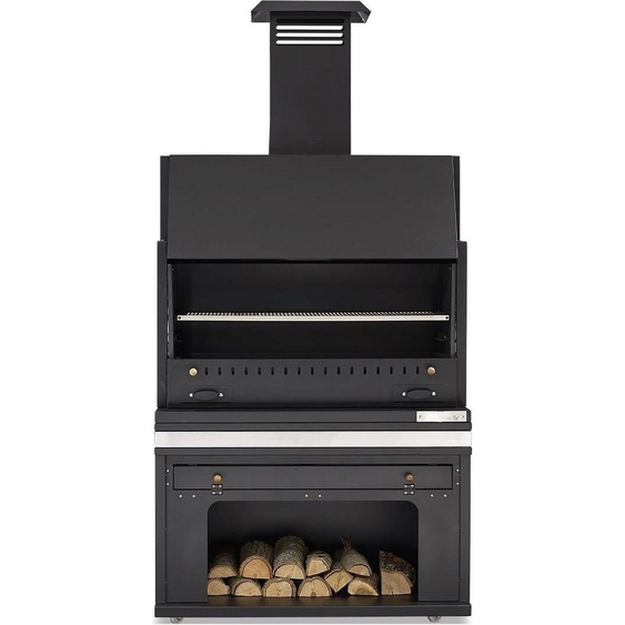 Elégant barbecue en acier inoxydable noir pour le jardin et la terrasse