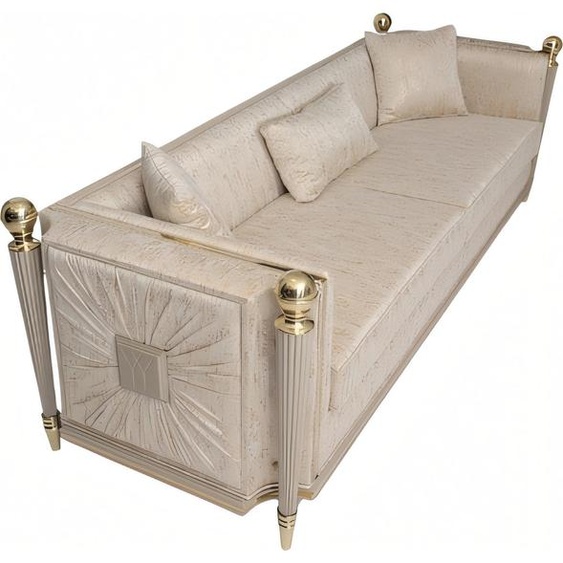 Elégant canapé en tissu beige pour salon au design moderne