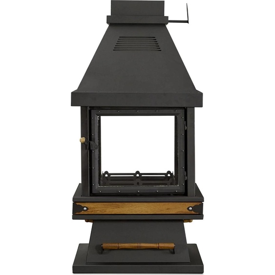 Elégant foyer en bois noir en acier inoxydable au design moderne