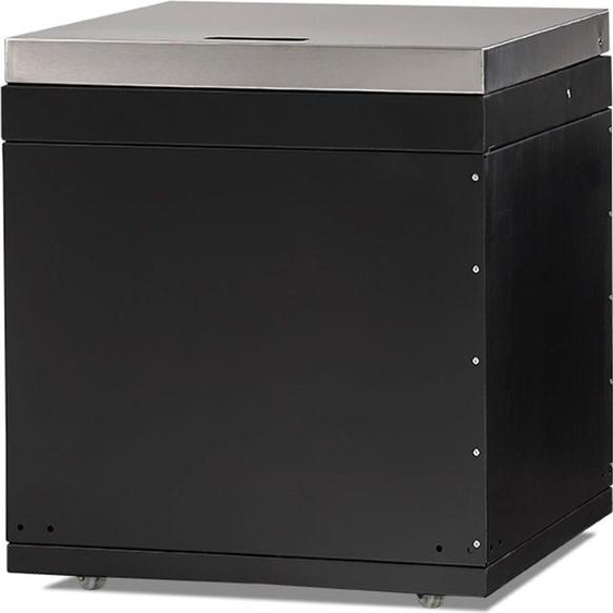 Elégant module de cuisine extérieur en acier inoxydable noir pour jardin et