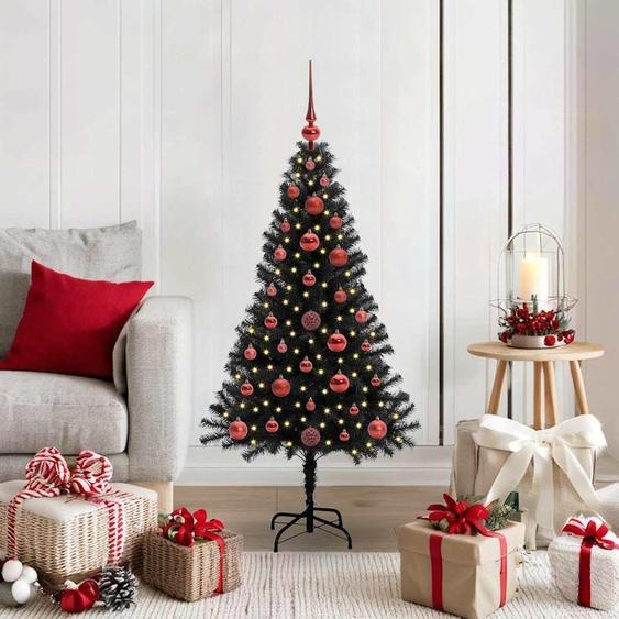 Elégant-Stil Arbre de Noël avec 150 LEDs avec support Noir 120 cm PVC DE3904367