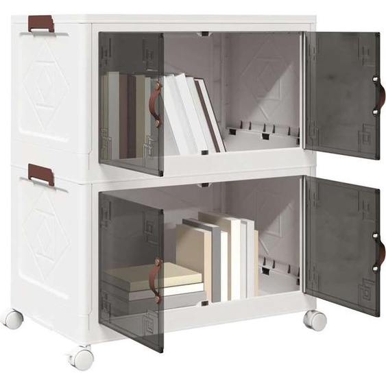 Eleganten-Stil Boîte de rangement avec roues Empilable 2 étages 75 L 65x40x76cm - Bollerwagen CHY97033695