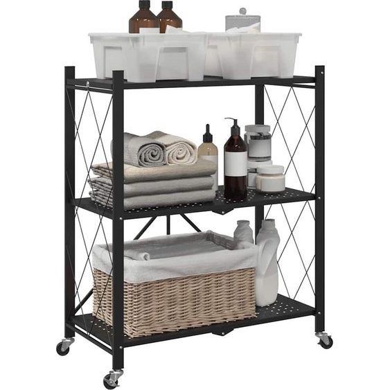 Eleganten-Stil Étagère de rangement avec roues Noir 71x34x88 cm Acier - Bollerwagen CHY79082591