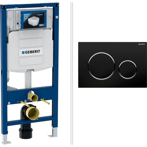 Élément de cloison GEBERIT DUOFIX SIGMA WC avec plaque deGEBERIT SIGMA20, noir / chrome