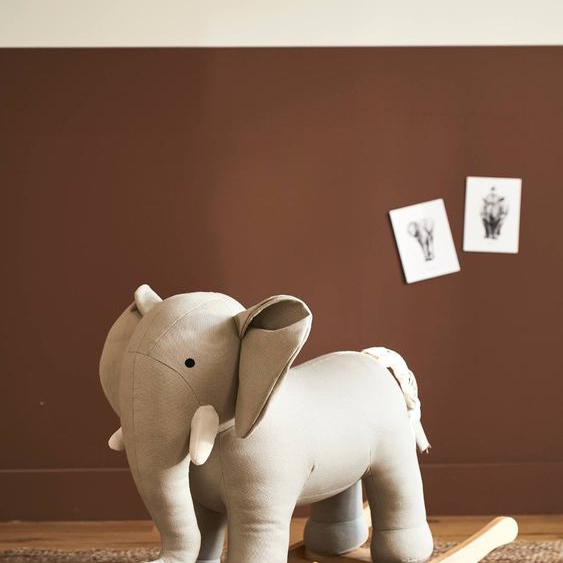 Eléphant à bascule en bois FSC® gris moyen uni avec decor