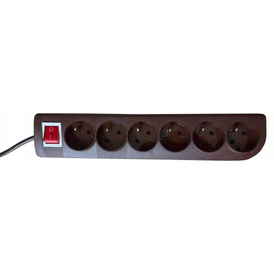 Elgotech Multiprise 6 Prises Terre Interrupteur Marron 5m