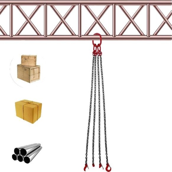Élingue à chaîne, 4 branches, capacité de charge 5 tonnes, résistante aux hautes températures, acier allié G80, pièces doutils de levage