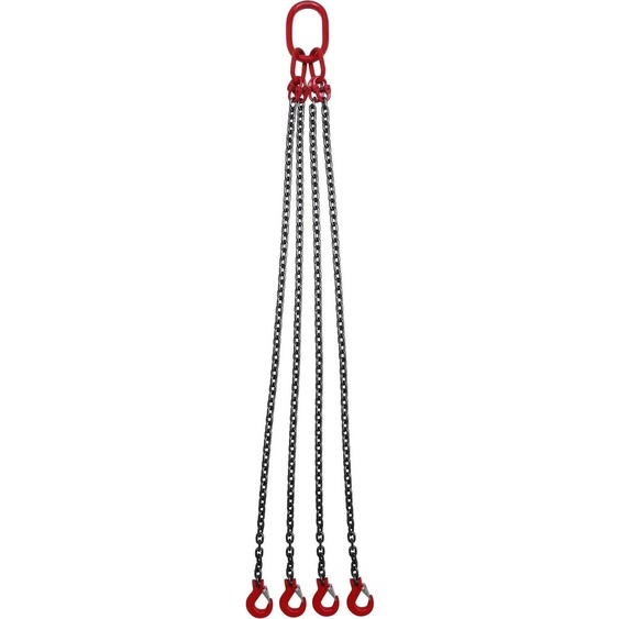 Élingue à chaînes - 4 brins G80 - Acier allié - Capacité de charge 5 t (5000 kg) - Résistante à la chaleur et à lusure - Pour charges lourdes