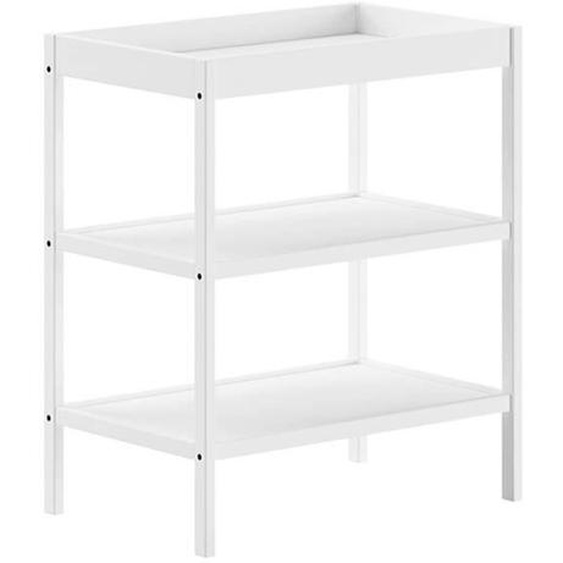 ELIOTT - Table à Langer avec Tablettes en Hêtre Massif Laqué Blanc