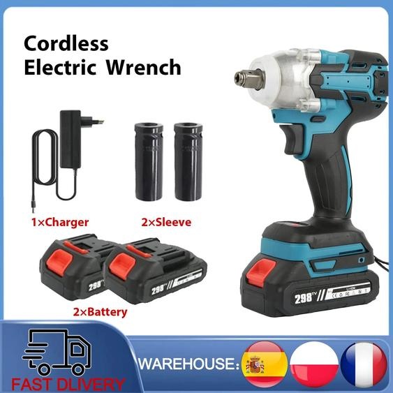 ELOOLE Clé à chocs électrique sans fil 18V, tournevis sans fil, outil électrique pour la réparation automobile, lentretien quotidien de la maison et le travail du bois