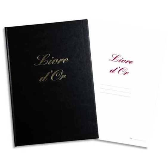ELVE Livre dOr format 210x160mm Noir 148 pages. Couverture aspect cuir