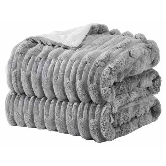 Elzusha - Couverture moelleuse pour lhiver, idéale comme couverture de canapé et de lit, motif géométrique gris