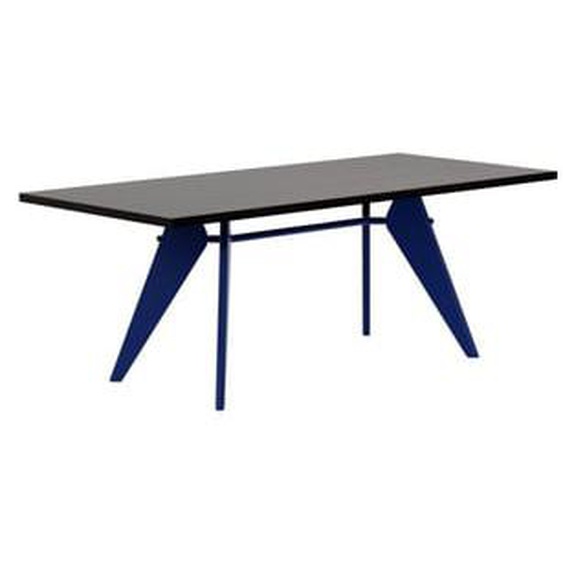 EM Table - Prouvé Bleu Marcoule - Chêne massif teinté foncé - 200 cm