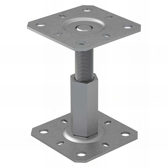 Fixtout - 4 embases pieds de poteau réglables par vis - Platine supérieur 100x100 mm - M20 - Acier galvanisé à chaud - Fabrication Europe