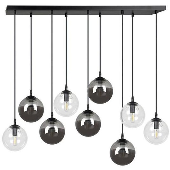 Emibig COSMO Plafonnier suspendu Cosmo Black Globe Cluster avec abat-jour en verre clair et graphite, 9x E14