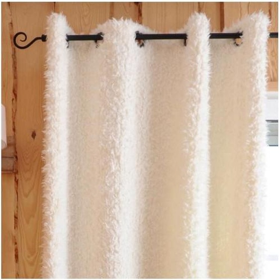 Eminza - Rideau façon peau de mouton - 135x250cm - Blanc