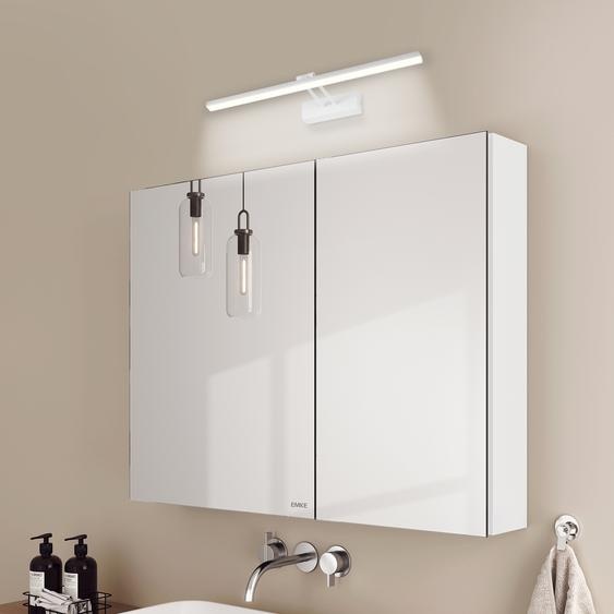 EMKE Armoire de toilette et lampes de toilette,85x65x14.5cm 2 étagères en verre blanc Armoire de toilette et lampes murales blanches Lumière blanche froide 6500k